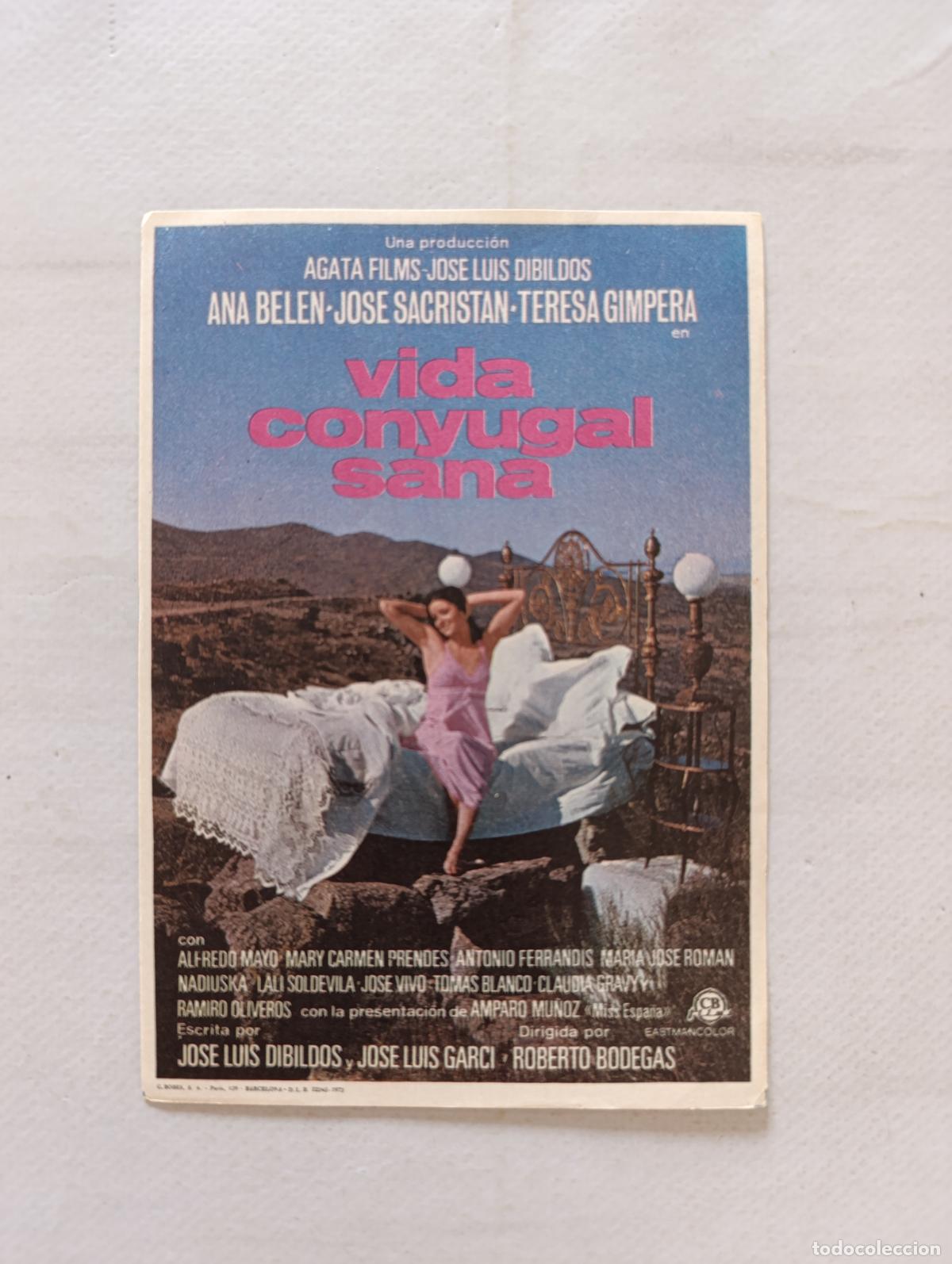 Cine: FOLLETO DE MANO - VIDA CONYUGAL SANA - ANA BELEN, JOSE SACRISTAN - SIN PUBLICIDAD (148O)