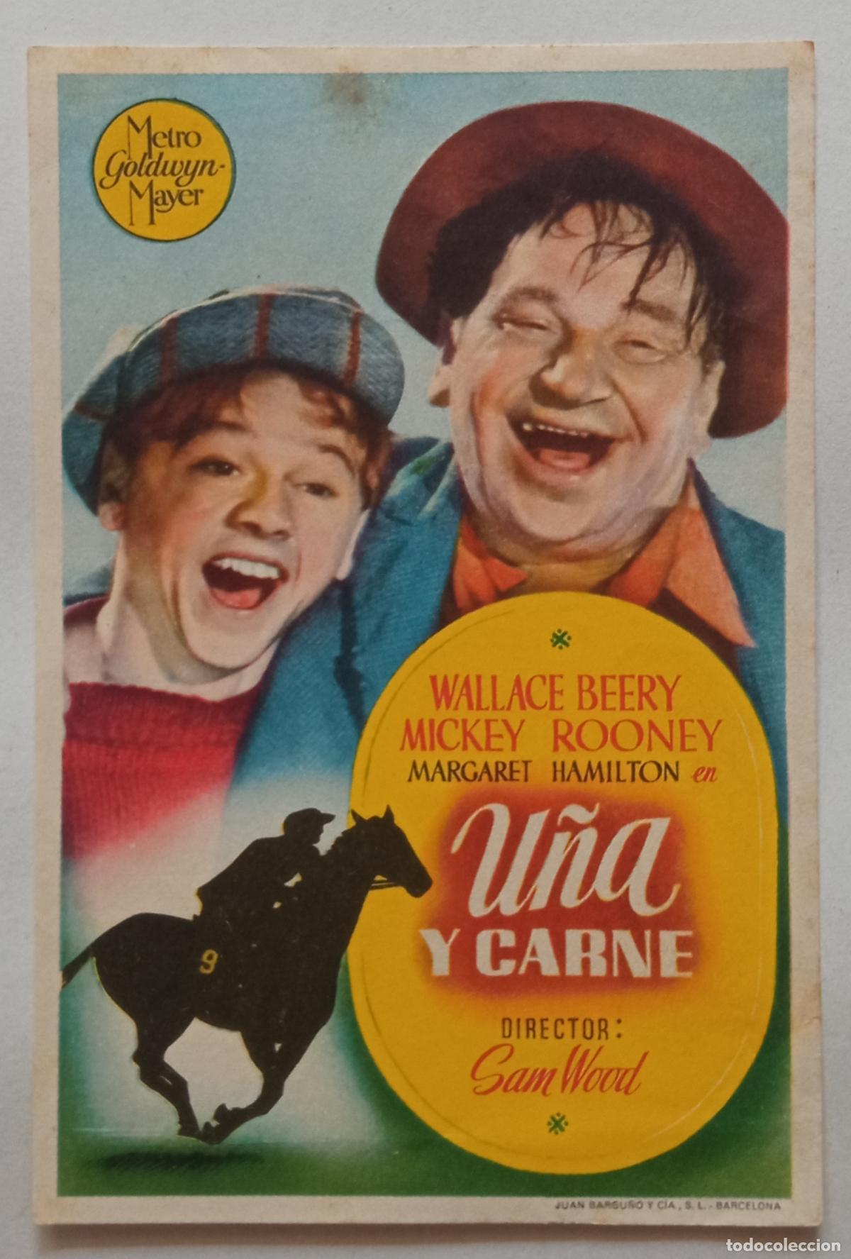 Cine: PROGRAMA DE CINE. WALLACE BEERY. MICKEY ROONEY. U&Ntilde;A Y CARNE
