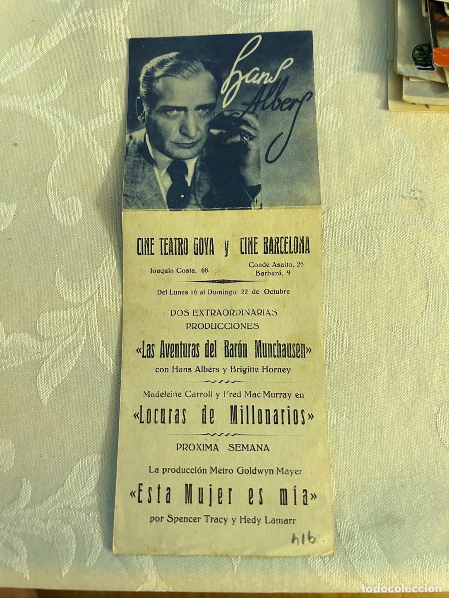 Cine: AVENTURAS DEL BARON MUCHAUSEN TEATRO GOYA Y CINE BARCELONA BUEN ESTADO CON PUBLICIDAD 914