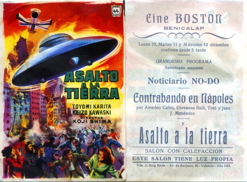 Cine: FOLLETO DE MANO ORIGINAL ASALTO A LA TIERRA CINE BOSTON 1962 BENICALAP VALENCIA
