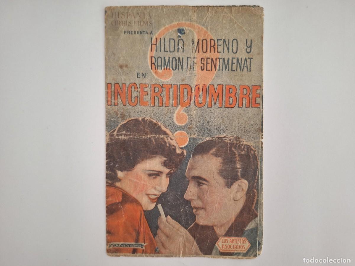 Cine: CINE FOLLETO MANO DOBLE INCERTIDUMBRE TEATRO PRINCIPAL 1936 FMD RV 138