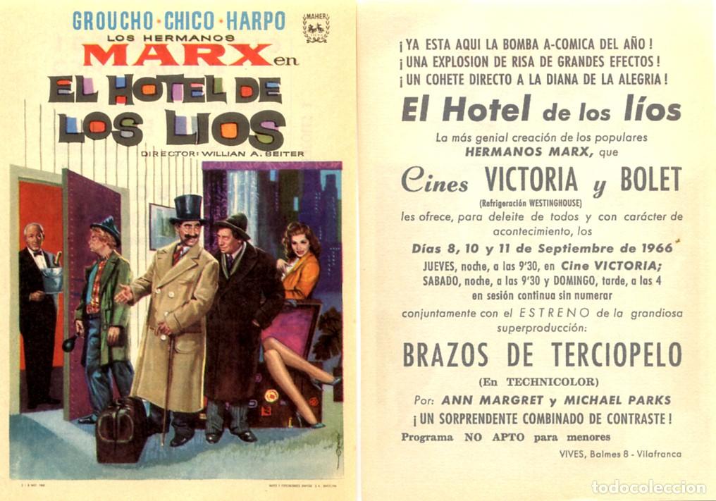 Cine: FOLLETO DE MANO ORIGINAL EL HOTEL DE LOS LIOS CINES VICTORIA Y BOLET 1966 BARCELONA
