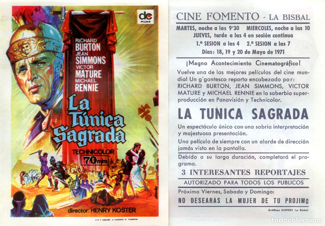 Cine: FOLLETO DE MANO ORIGINAL LA TUNICA SAGRADA RICHARD BURTON CINE FOMENTO LA BISBAL 1971 CATALU&Ntilde;A