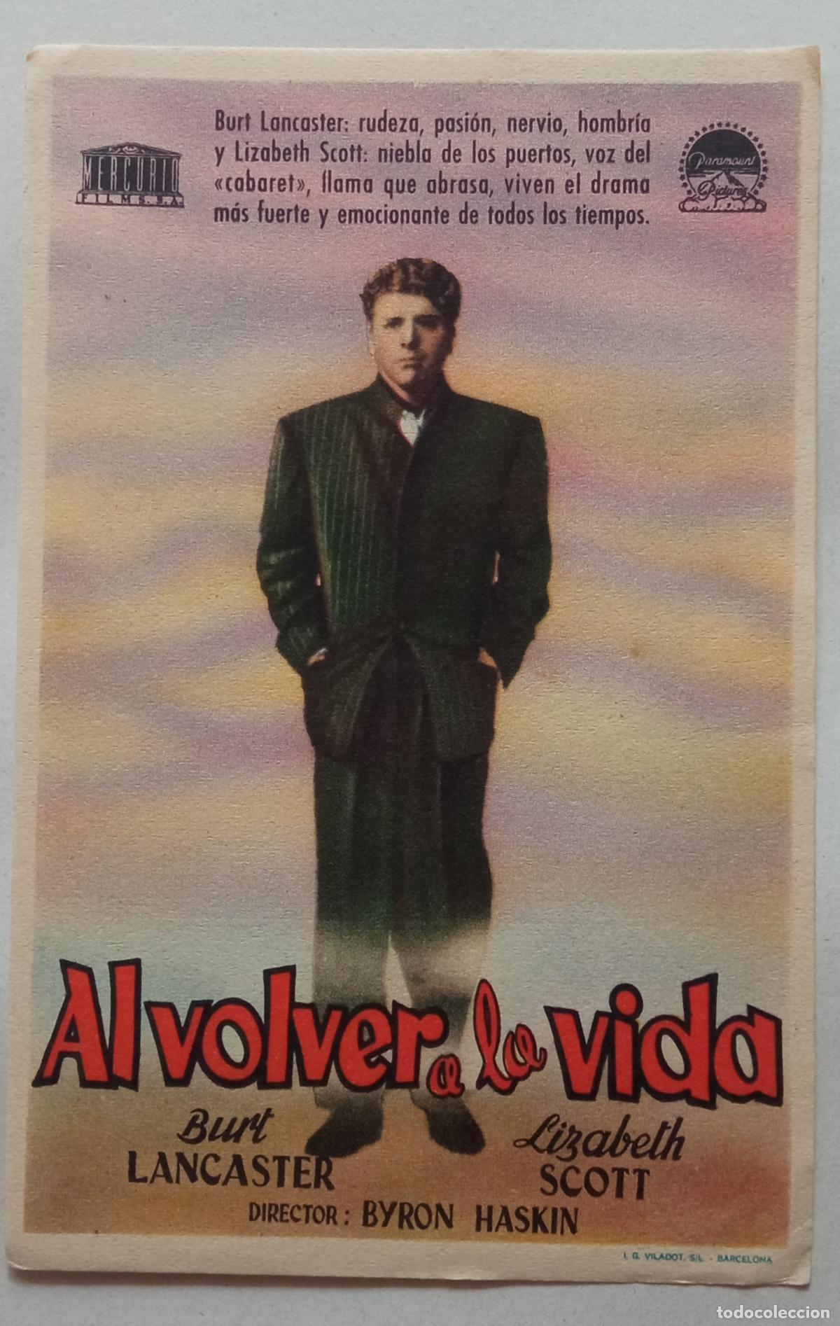 Cine: PROGRAMA DE CINE. BURT LANCASTER. AL VOLVER A LA VIDA