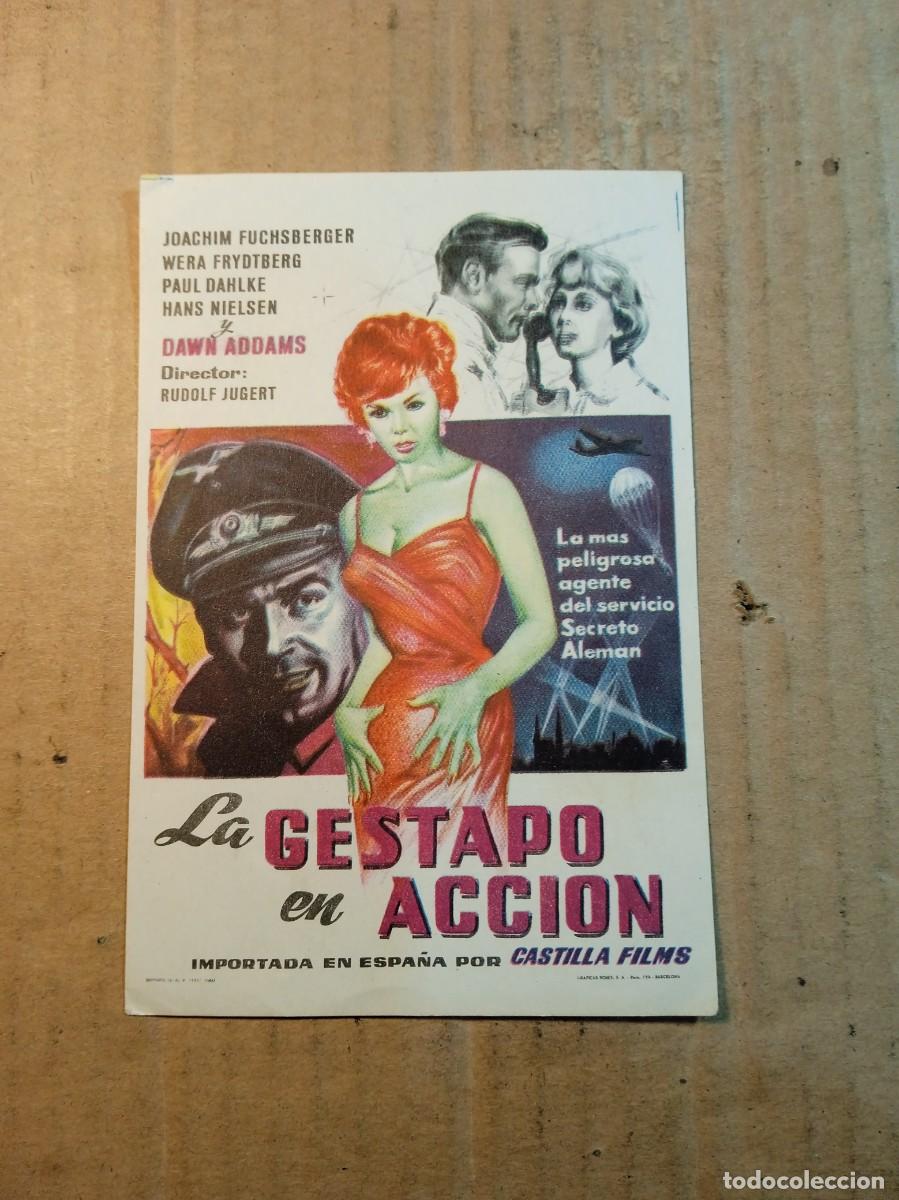 Cine: FOLLETO DE MANO SIN PUBLICIDAD LA GESTAPO EN ACCION