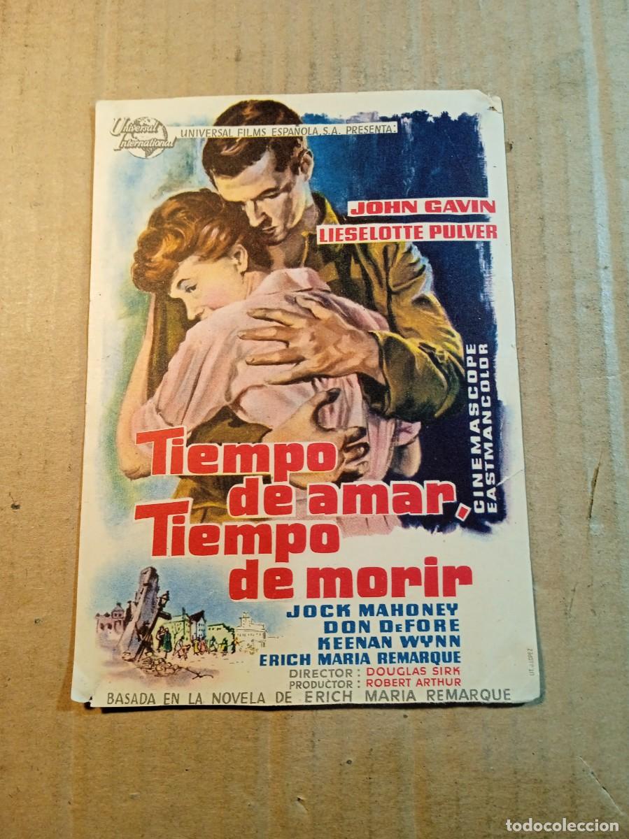 Cine: FOLLETO DE MANO SIN PUBLICIDAD TIEMPO DE AMAR TIEMPO DE MORIR