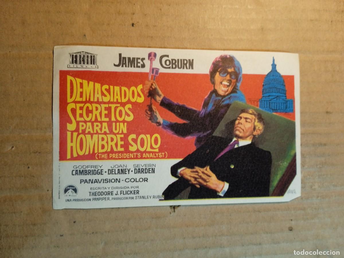 Cine: FOLLETO DE MANO SIN PUBLICIDAD DEMASIADOS SECRETOS PARA UN HOMBRE SOLO