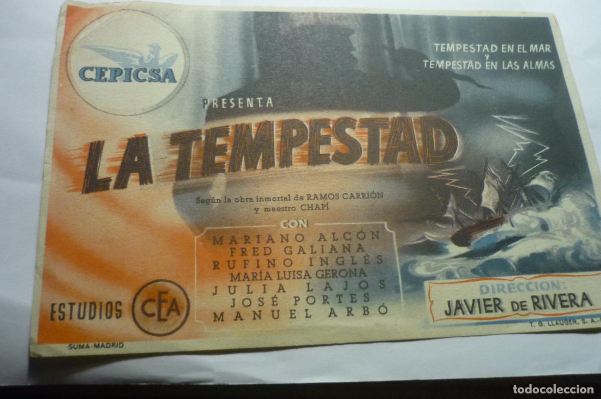 Cine: programa la tempestad -mariano alcon