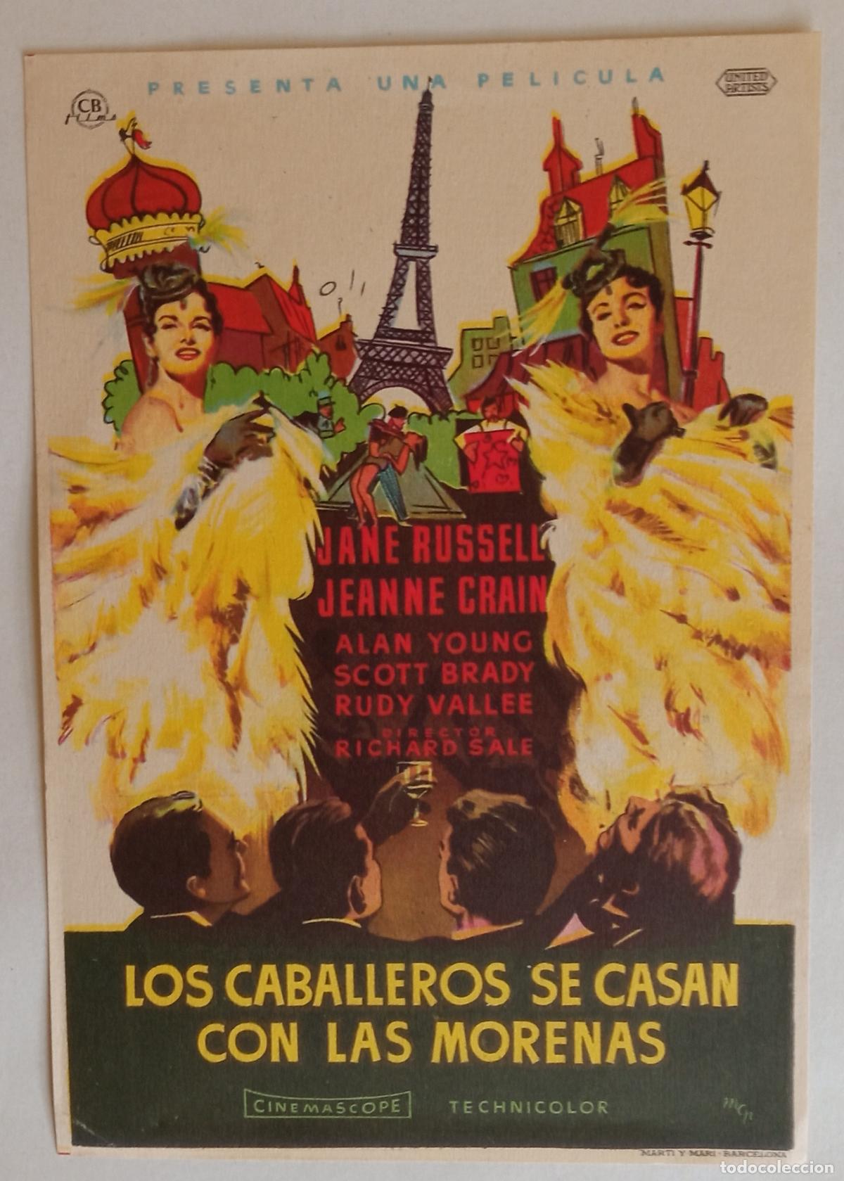 Cine: PROGRAMA DE CINE. JANE RUSSELL. LOS CABALLEROS SE CASAN CON LAS MORENAS. PORTADA GRUPO MCP