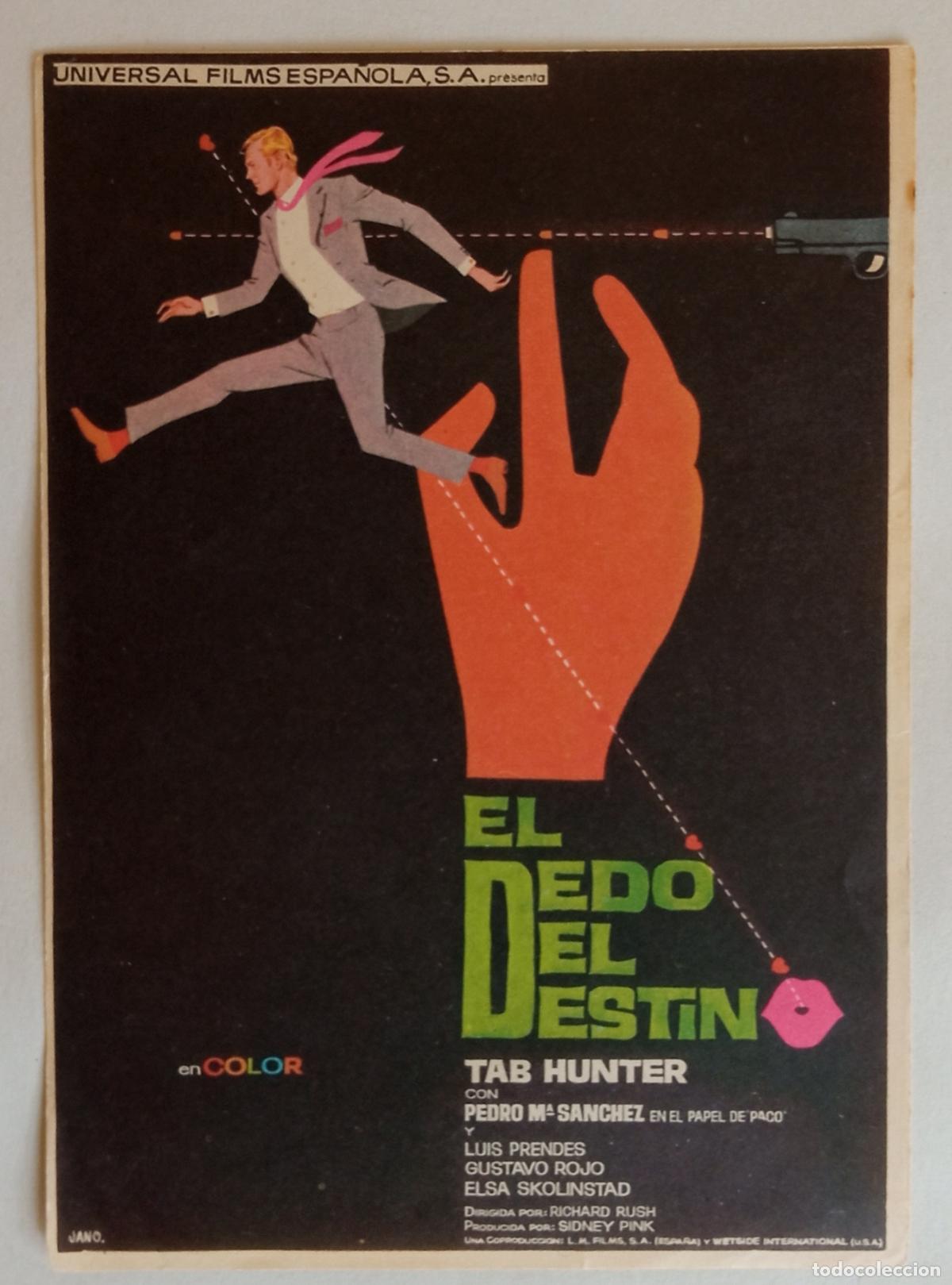 Cine: PROGRAMA DE CINE. TAB HUNTER. EL DEDO DEL DESTINO. PORTADA DE JANO