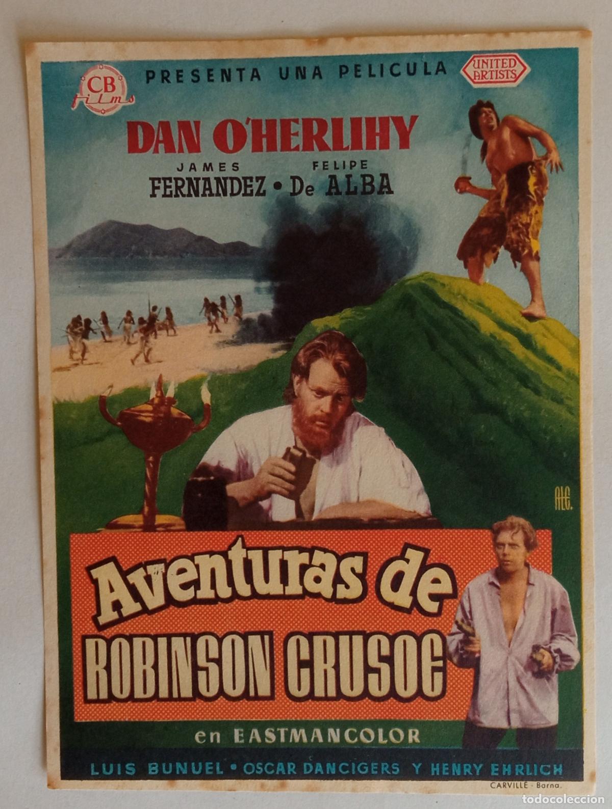 Cine: PROGRAMA DE CINE. DAN O'HERLIHY. AVENTURAS DE ROBISON CRUSOE. PORTADA DE ANDR&Eacute;S L&Oacute;PEZ GARRAL&Oacute;N