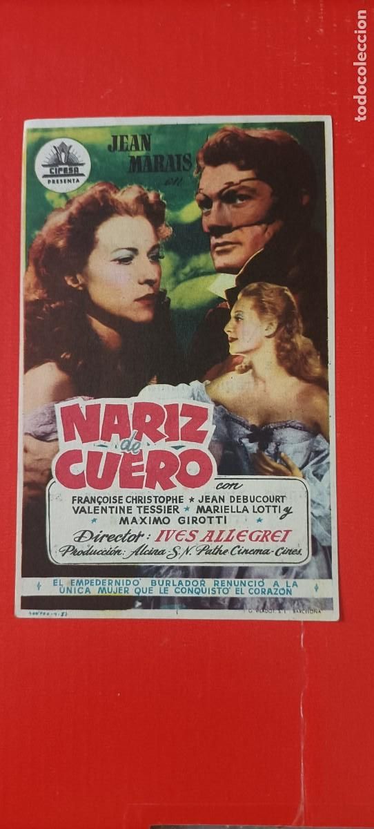 Cine: NARIZ DE CUERO. C/P. CINE ALKAZAR. M&Aacute;LAGA. JEAN MARAIS. EST&Aacute; NUEVO.
