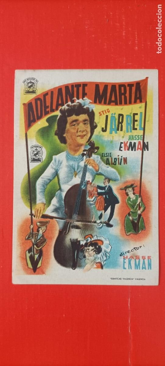 Cine: ADELANTE MARTA. C/P. CINE CRISTINA GAND&Iacute;A VALENCIA. 1948. PERFECTO ESTADO. STIG JARREL.