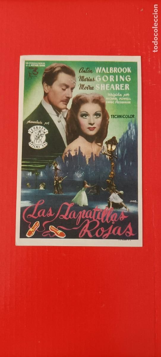 Cine: LAS ZAPATILLAS ROJAS. C/P. CINE GOYA TANGER 1958. EST&Aacute; NUEVO. MOIRA SHEARER.