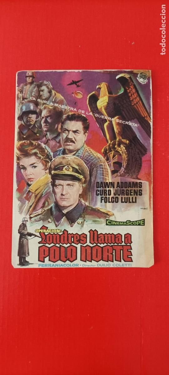 Cine: OPERACI&Oacute;N LONDRES LLAMA A POLO NORTE. C/P. CINE GOYA TANGER 1958.