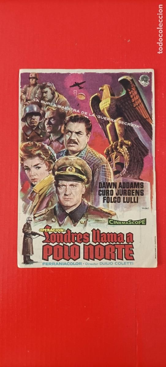 Cine: OPERACI&Oacute;N LONDRES LLAMA A POLO NORTE. C/P. CINE GOYA TANGER 1958. ALBU.