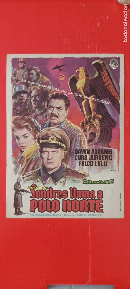 Cine: OPERACI&Oacute;N LONDRES LLAMA A POLO NORTE. C/P. CINE PALAFOX 1958. ZARAGOZA. DAWN ADDAMS