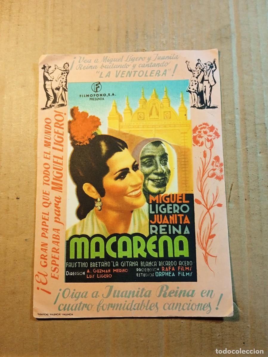 Cine: FOLLETO DE MANO SIN PUBLICIDAD MACARENA