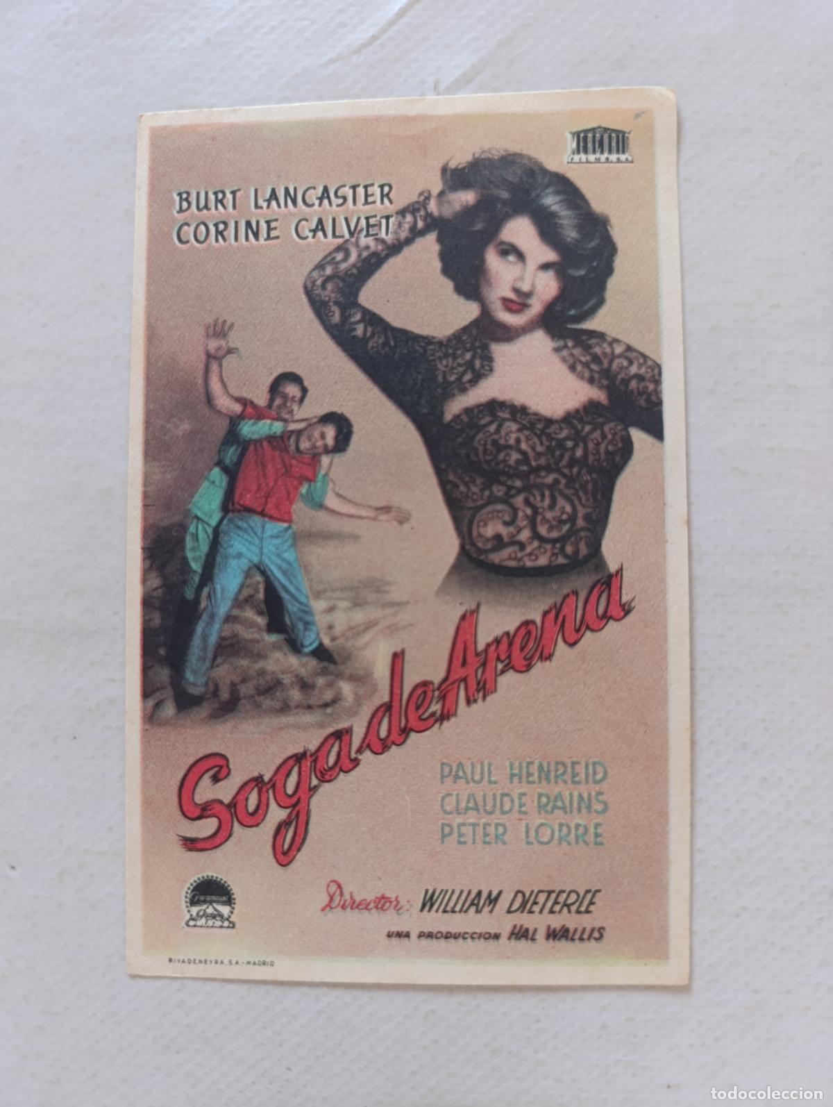 Cine: FOLLETO DE MANO - SOGA DE ARENA - BURT LANCASTER - SIN PUBLICIDAD (149F)