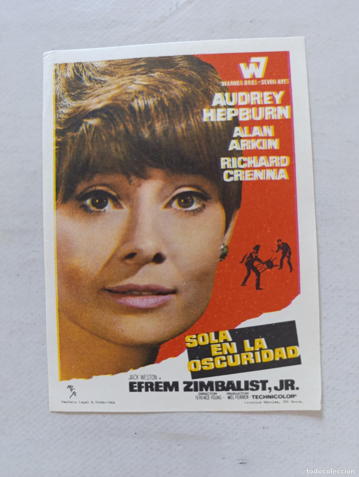 Cine: FOLLETO DE MANO - SOLA EN LA OSCURIDAD - AUDREY HEPBURN - SIN PUBLICIDAD (149F)