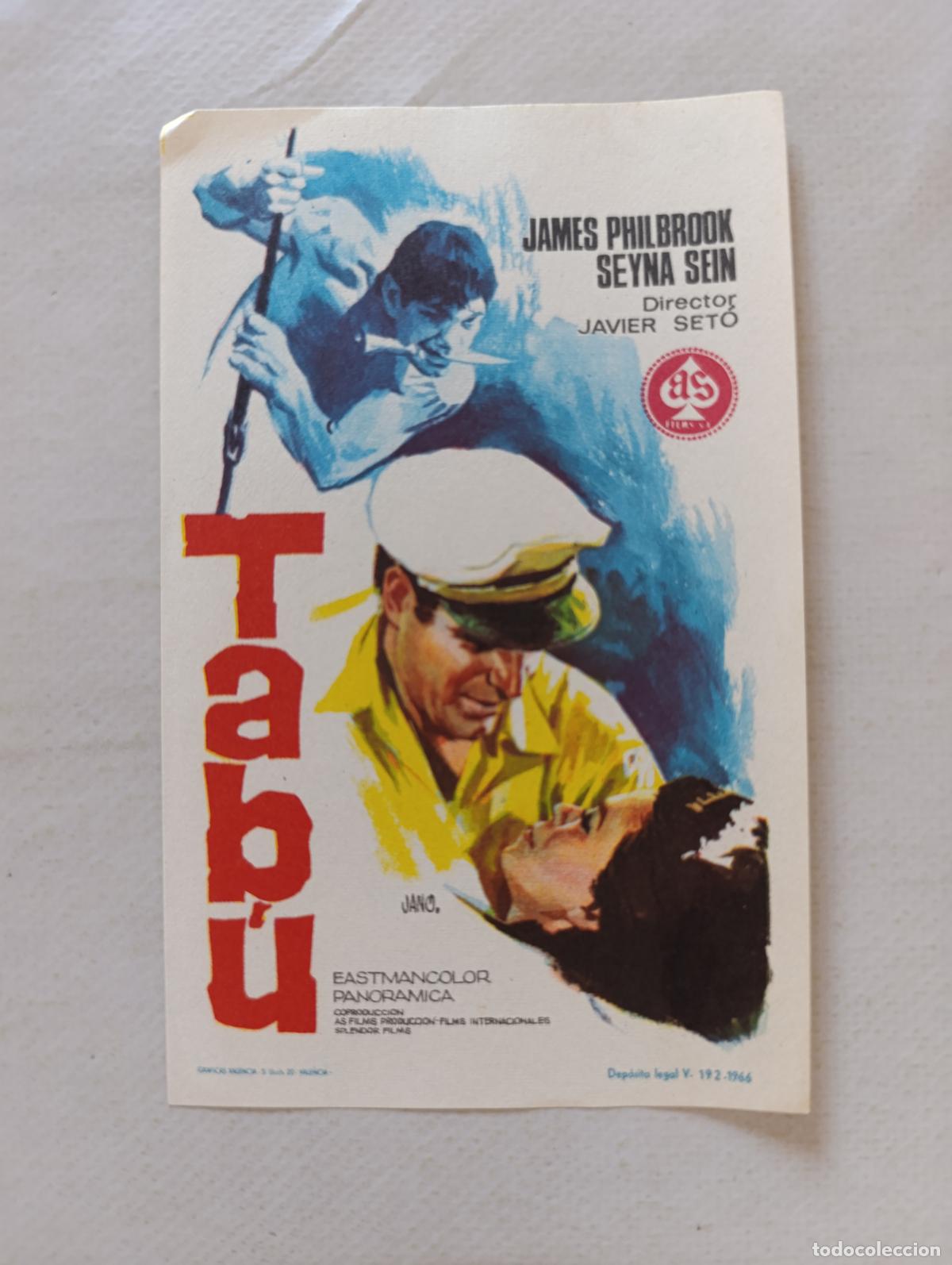 Cine: FOLLETO DE MANO - TABU - JAMES PHILBROOK - SIN PUBLICIDAD (149I)