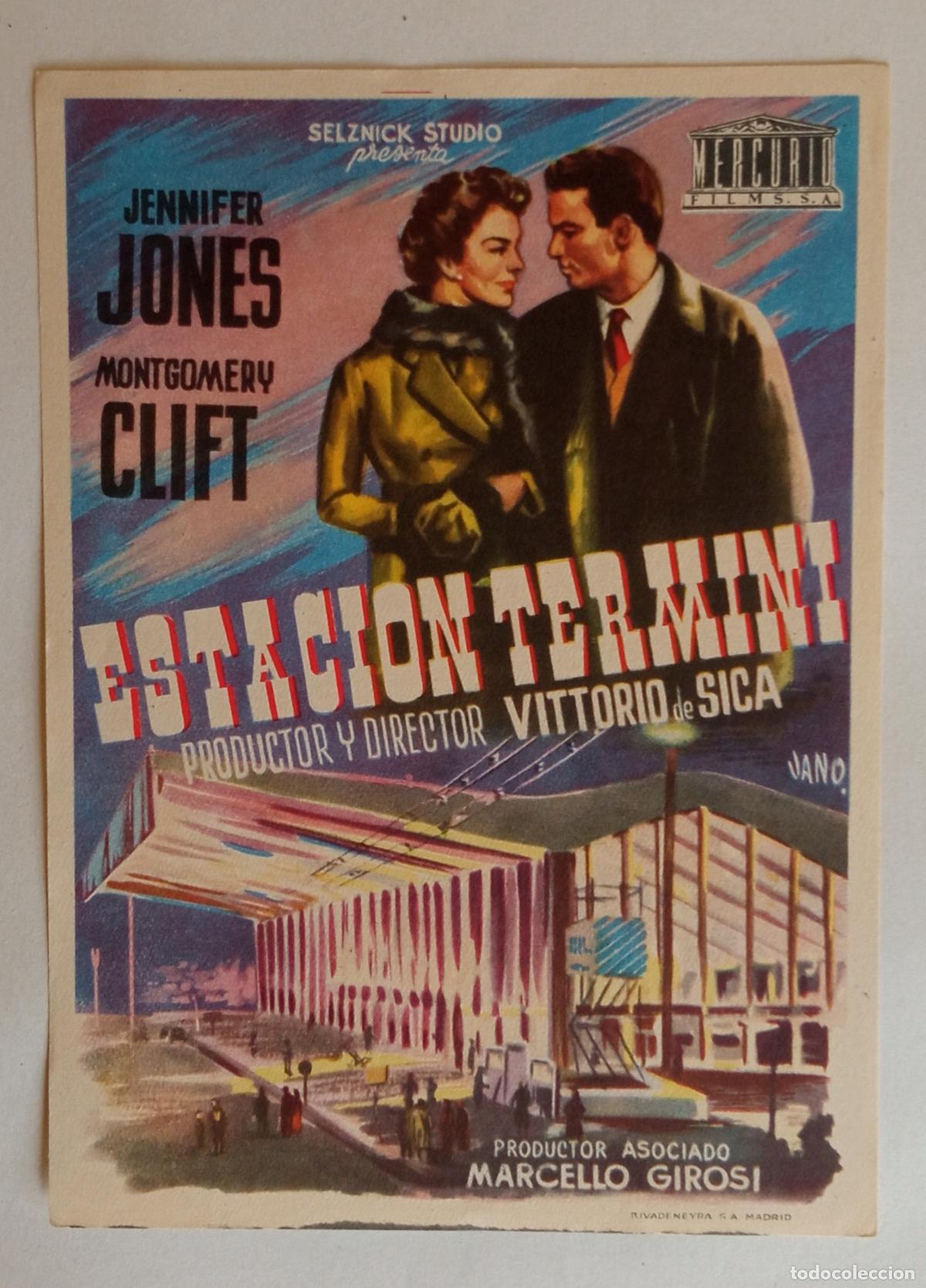 Cine: PROGRAMA DE CINE. JENNIFER JONES. MONTGOMERY CLIFT. ESTACI&Oacute;N TERMINI. PORTADA DE JANO