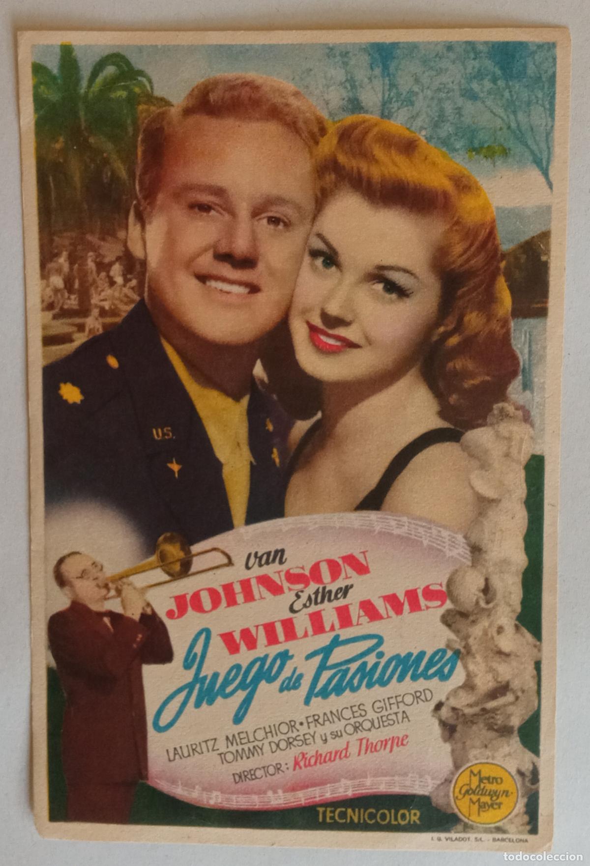 Cine: PROGRAMA DE CINE. VAN JOHNSON. ESTHER WILLIAMS. JUEGO DE PASIONES