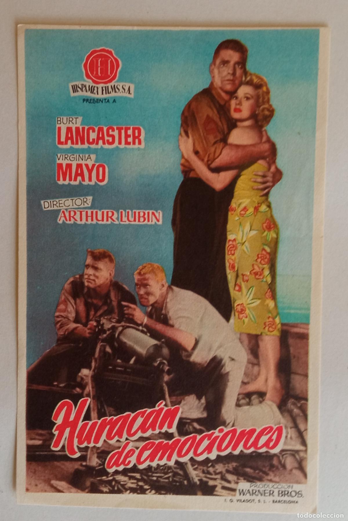 Cine: PROGRAMA DE CINE. BURT LANCASTER. VIRGINIA MAYO. HURAC&Aacute;N DE EMOCIONES. CINE AVELLANEDA. LAS PALMAS