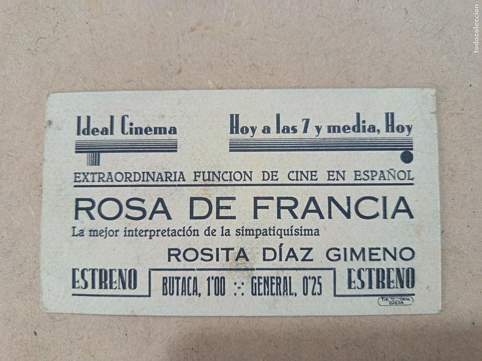 Cine: PROGRAMA DE CINE. TARJETA. ROSA DE FRANCIA. CINE AL DORSO. - Foto 2