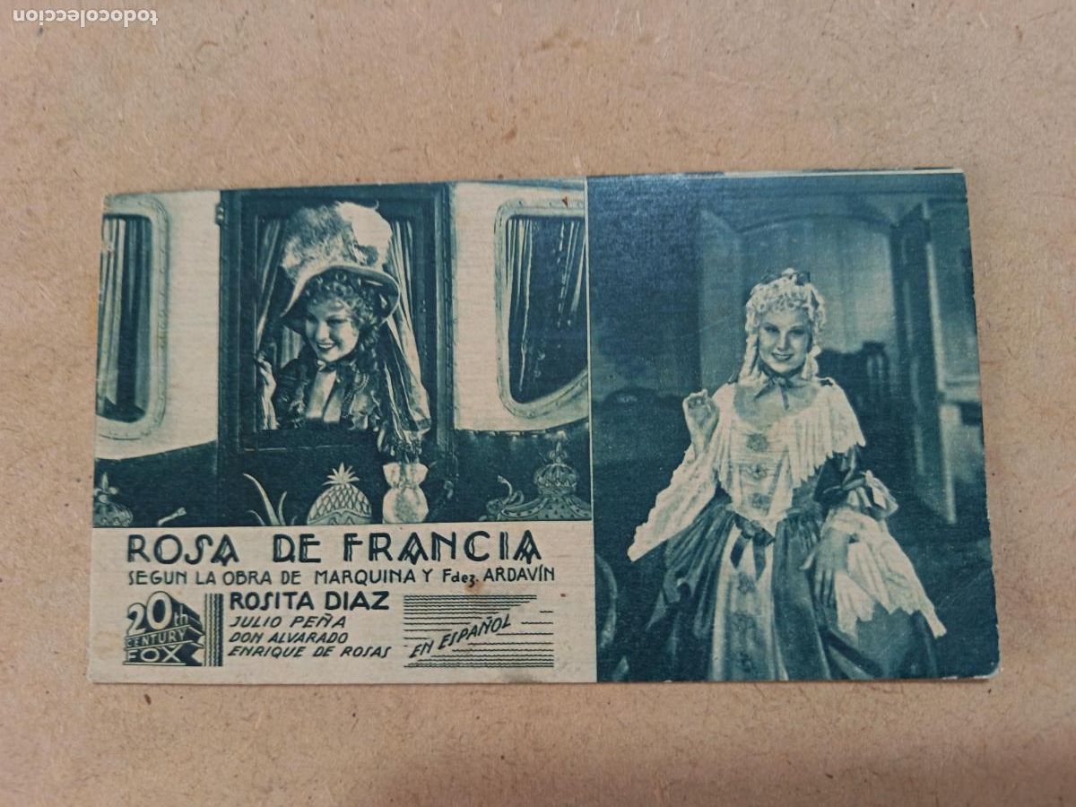 Cine: PROGRAMA DE CINE. TARJETA. ROSA DE FRANCIA. CINE AL DORSO.
