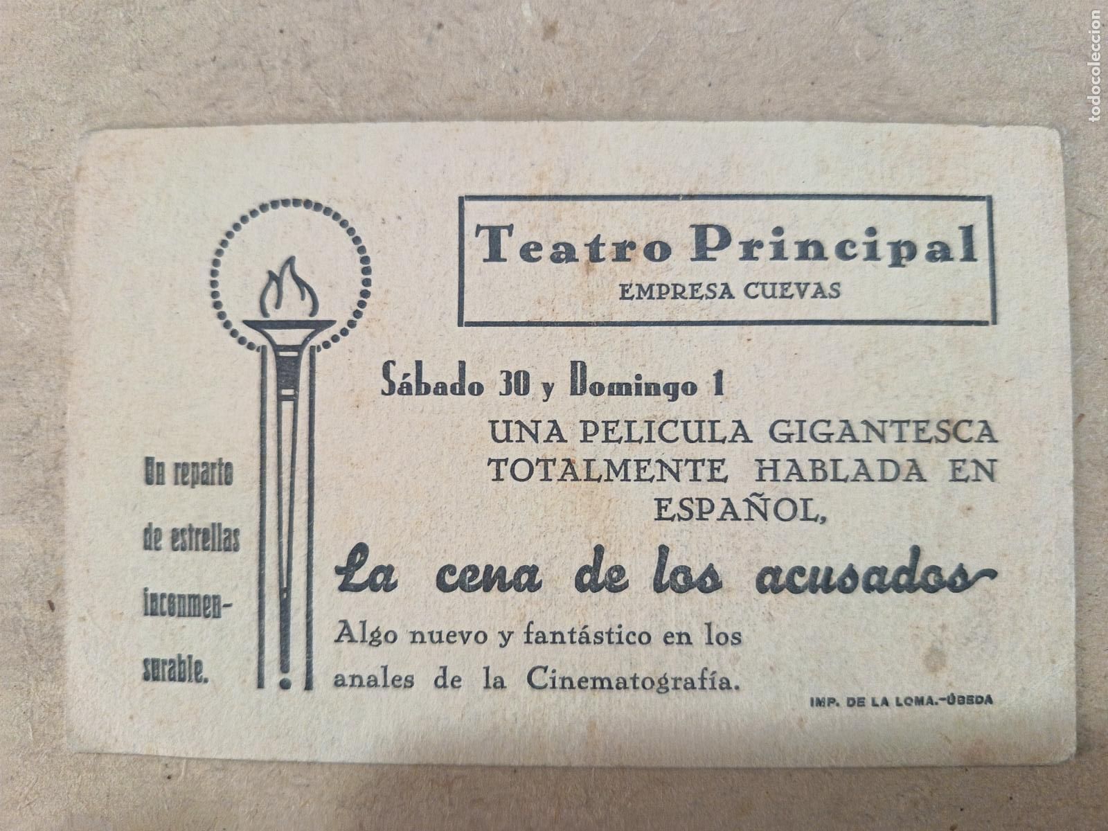 Cine: PROGRAMA DE CINE. TARJETA. LA CENA DE LOS ACUSADOS. CINE AL DORSO. - Foto 2