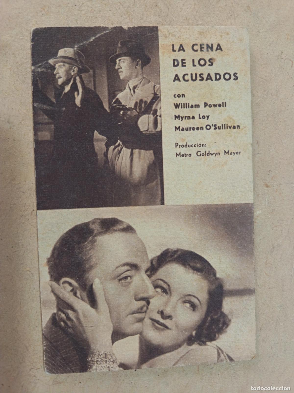 Cine: PROGRAMA DE CINE. TARJETA. LA CENA DE LOS ACUSADOS. CINE AL DORSO.