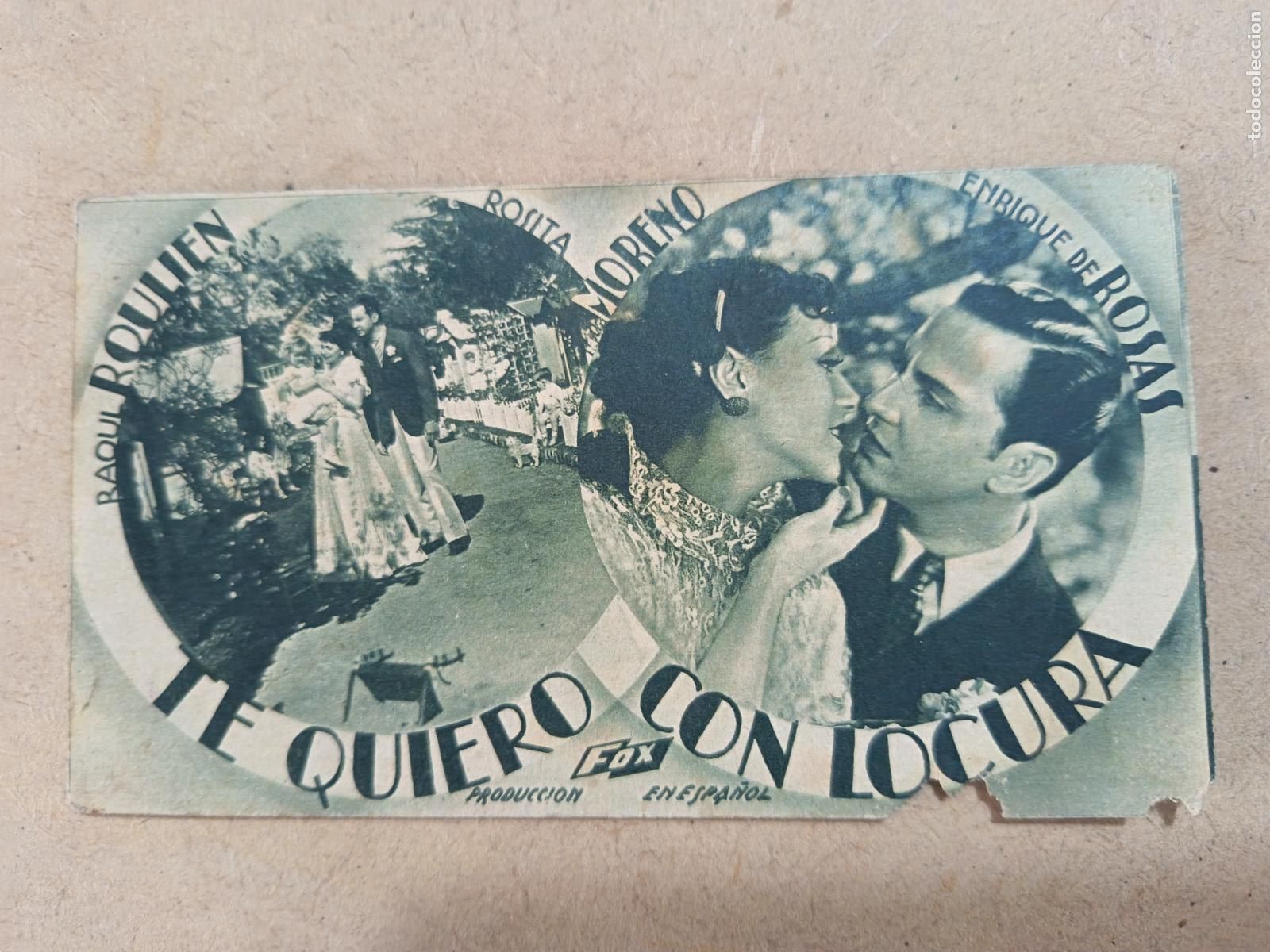 Cine: PROGRAMA DE CINE. TARJETA. TE QUIERO CON LOCURA. CINE AL DORSO.