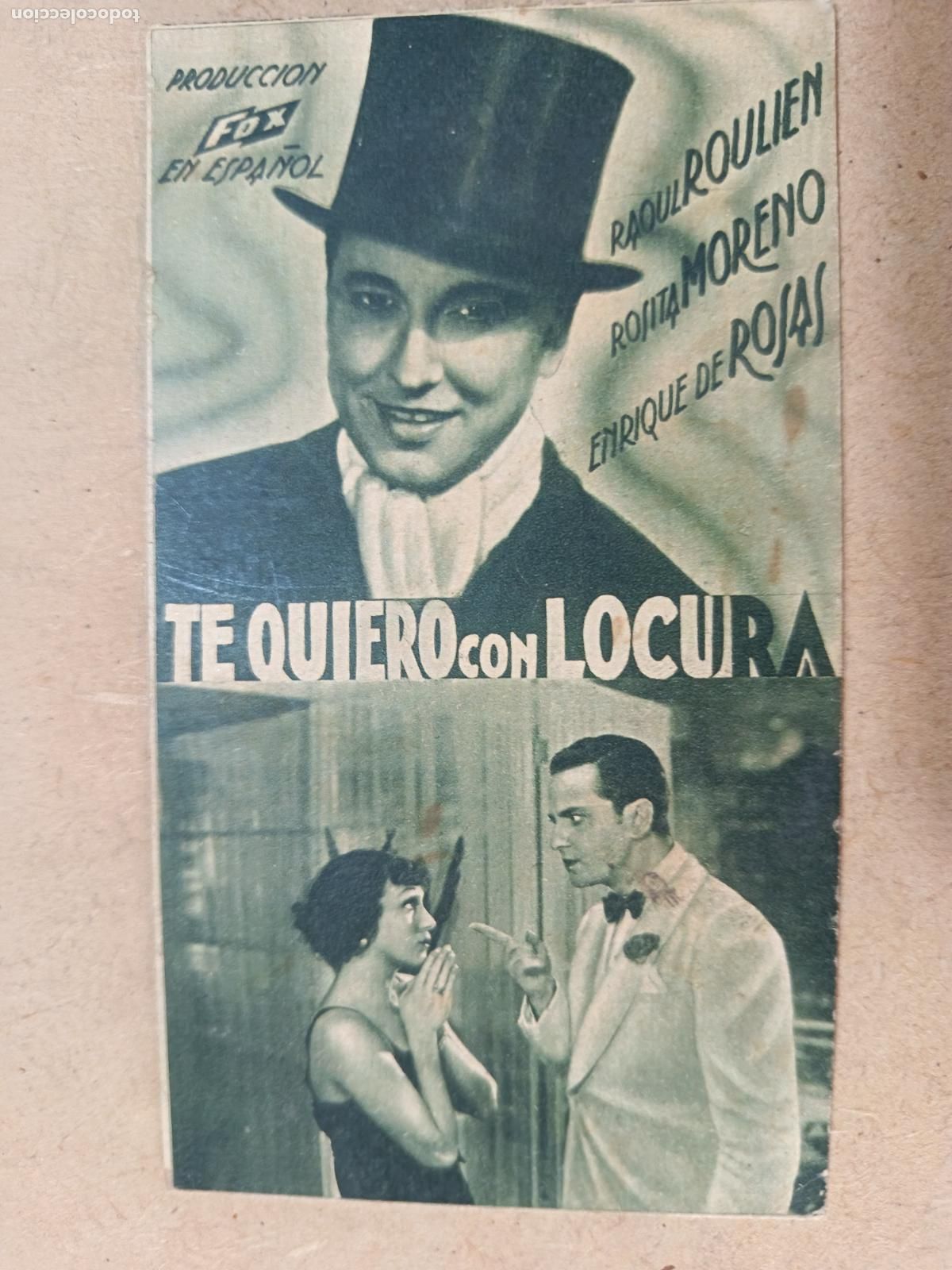 Cine: PROGRAMA DE CINE. TE QUIERO CON LOCURA. CINE AL DORSO.
