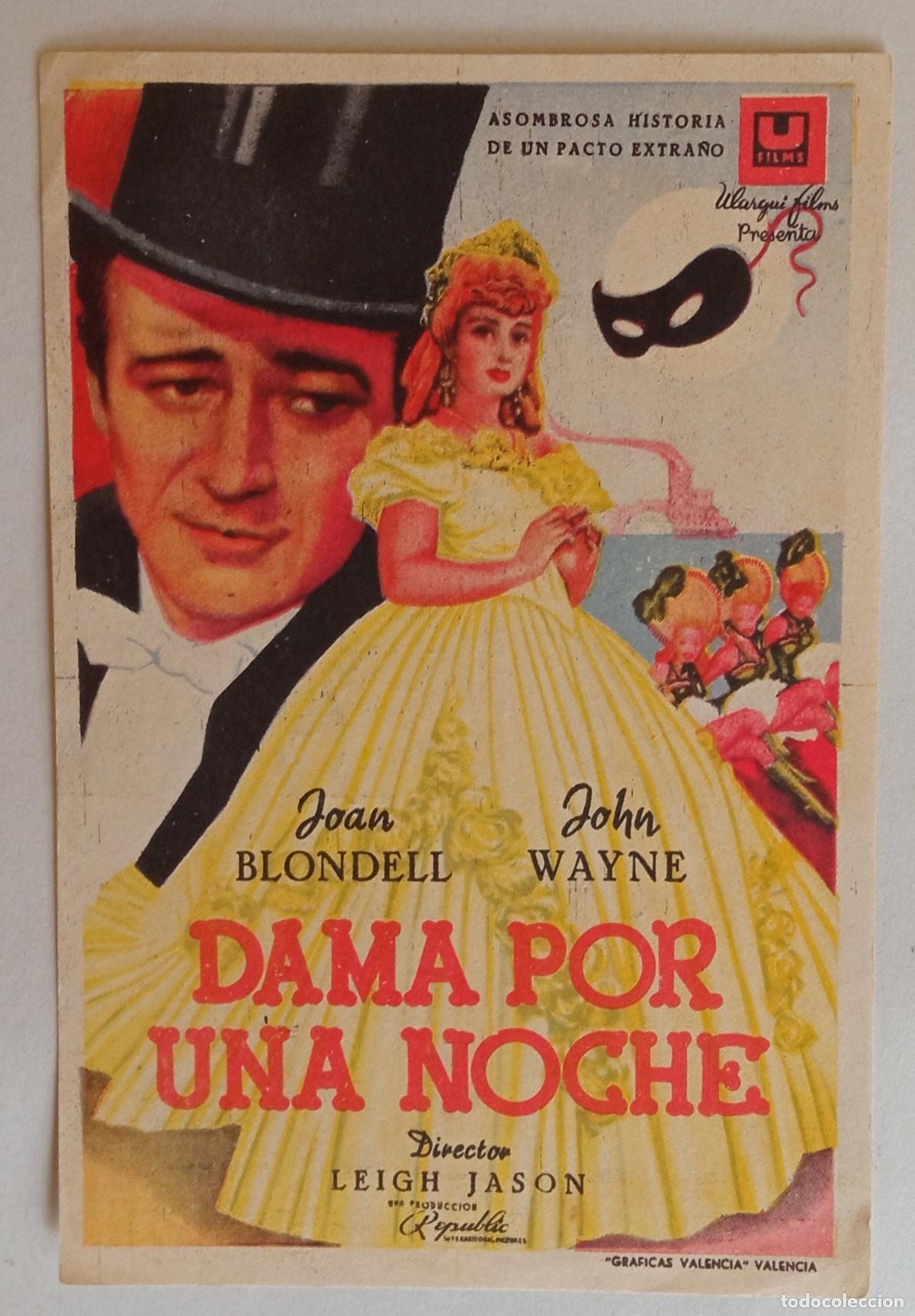 Cine: PROGRAMA DE CINE. JOAN BLONDELL. JOHN WAYNE. DAMA POR UNA NOCHE. CINE AVELLANEDA. LAS PALMAS