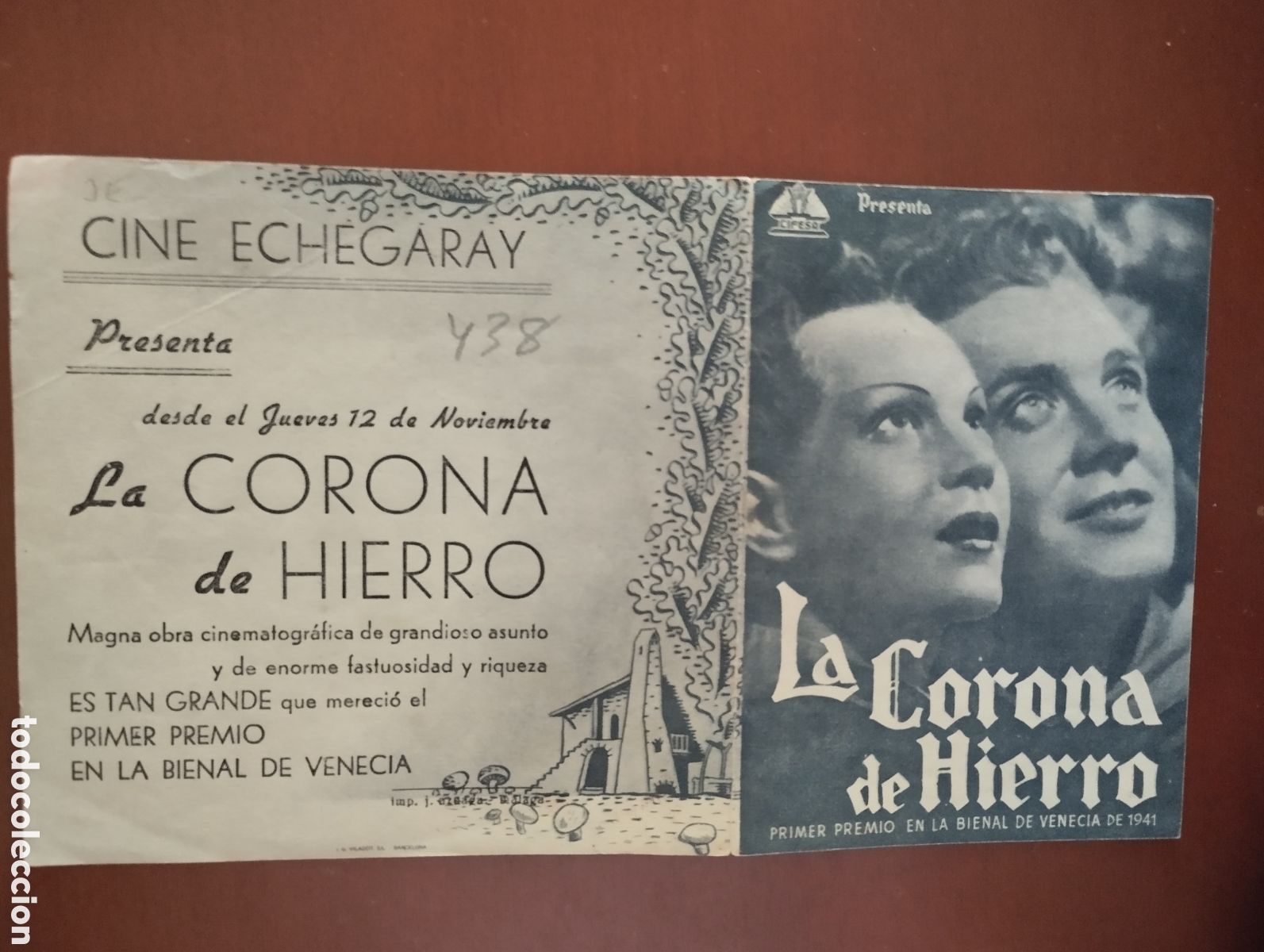 Cine: Folleto Programa de cine DOBLE - LA CORONA DE HIERRO