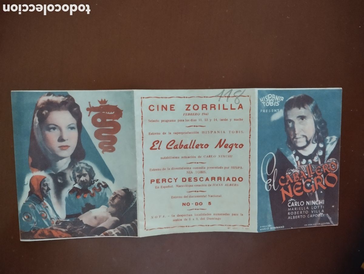 Cine: Folleto Programa de cine TRIPLE - EL CABALLERO NEGRO