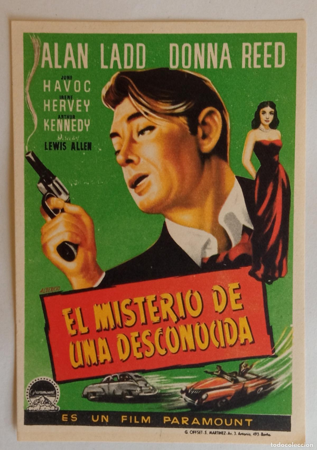 Cine: PROGRAMA DE CINE. ALAN LADD. DONNA REED. EL MISTERIO DE UNA DESCONOCIDA. PORTADA DE ALBERICIO