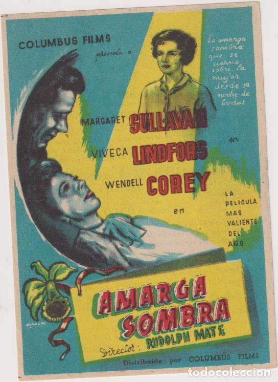 Cine: Amarga sombra. Sencillo de Columbus. Cine ateneo-T&aacute;rrega