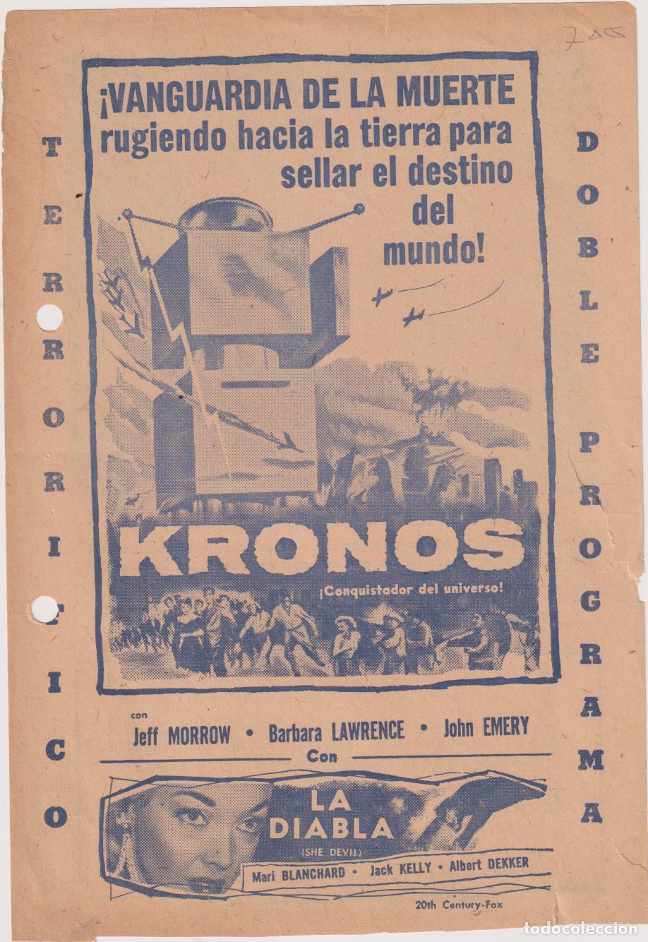 Cine: Kronos Conquistador del Universo. Sencillo grande. Cine jagua. La Habana 1957