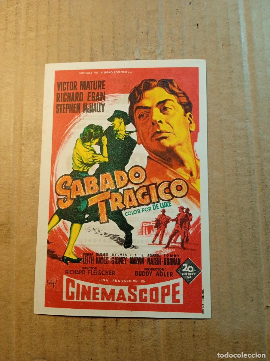 Cine: FOLLETO DE MANO CON PUBLICIDAD SABADO TRAGICO