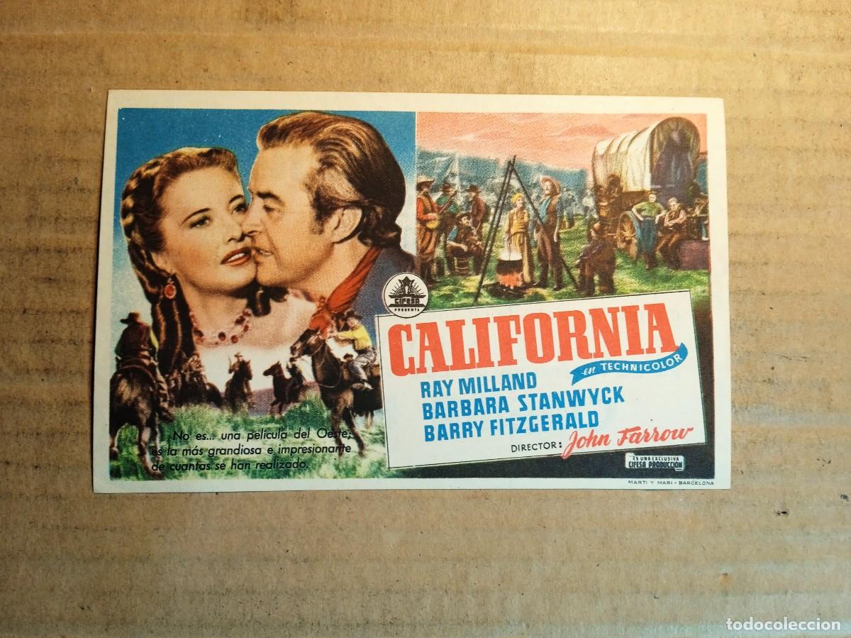Cine: FOLLETO DE MANO CON PUBLICIDAD CALIFORNIA