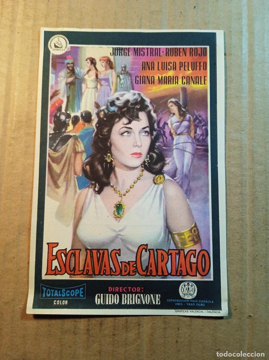 Cine: FOLLETO DE MANO CON PUBLICIDAD ESCLAVAS DE CARTAGO