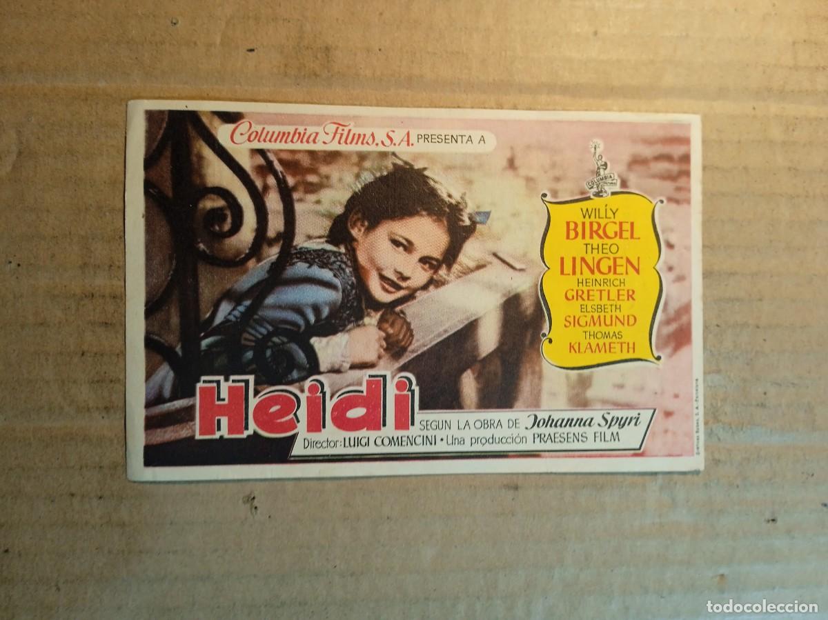 Cine: FOLLETO DE MANO CON PUBLICIDAD HEIDI