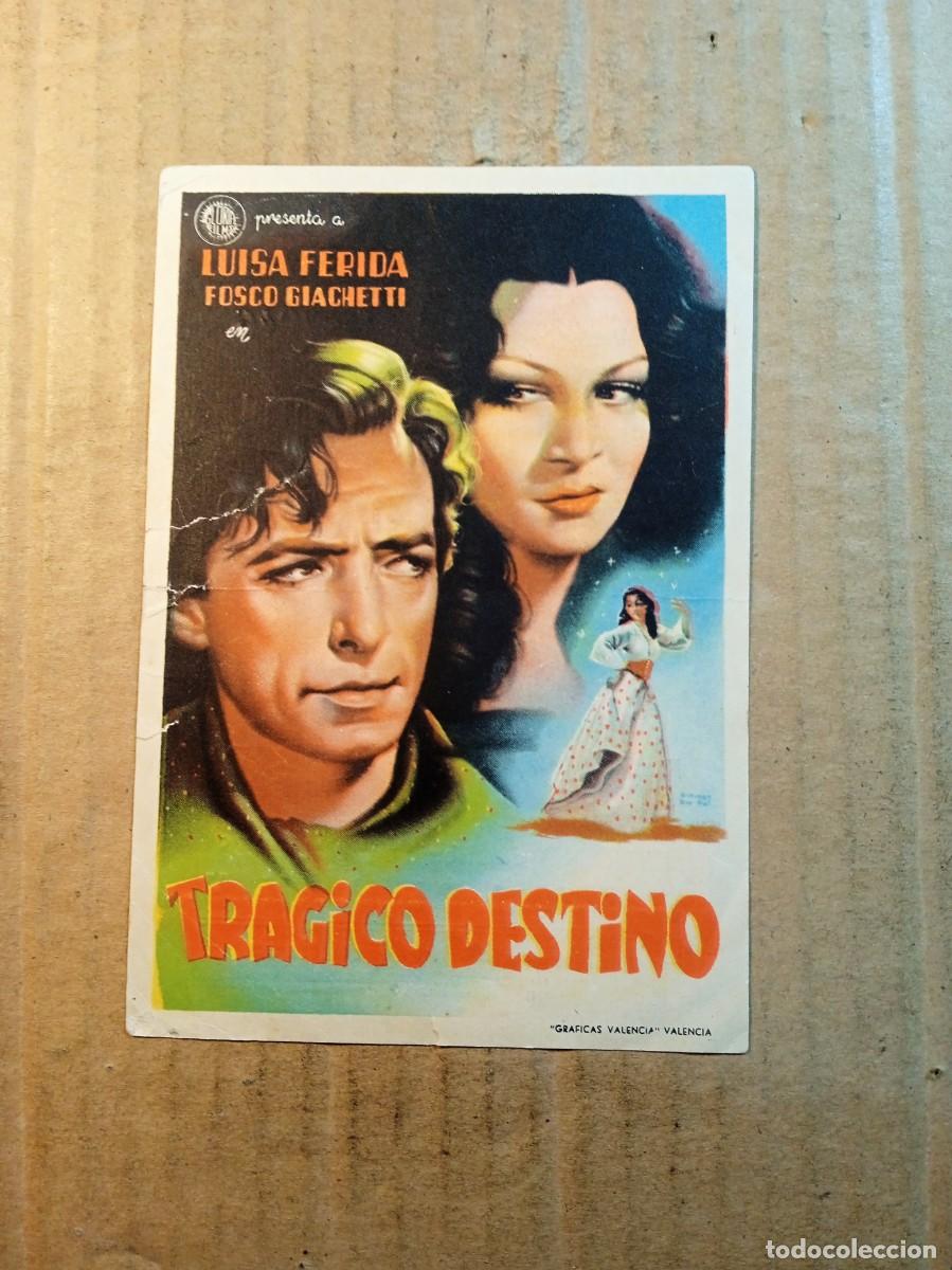 Cine: FOLLETO DE MANO CON PUBLICIDAD TRAGICO DESTINO