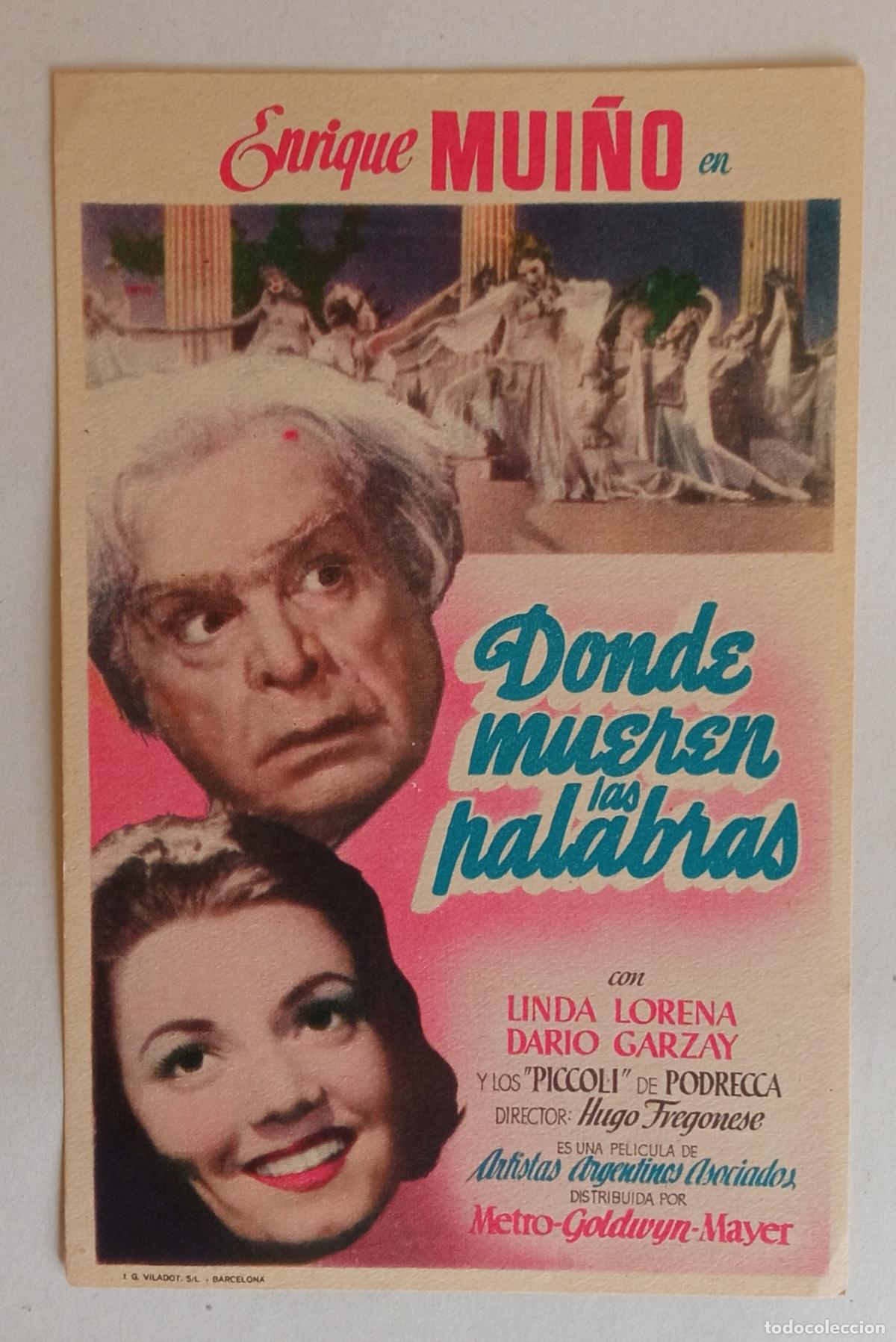 Cine: PROGRAMA DE CINE. ENRIQUE MUI&Ntilde;O. DONDE MUEREN LAS PALABRAS