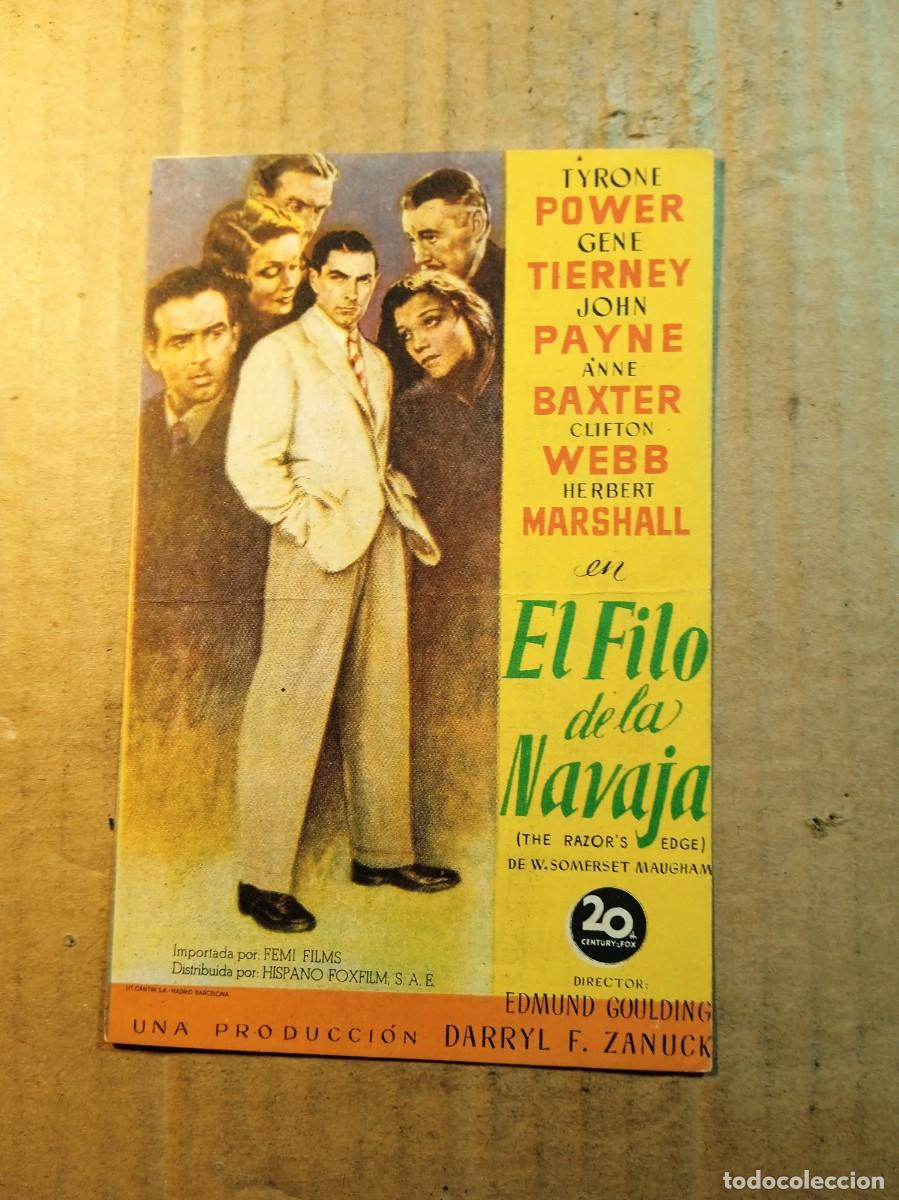 Cine: FOLLETO DE MANO CON PUBLICIDAD EL FILO DE LA NAVAJA
