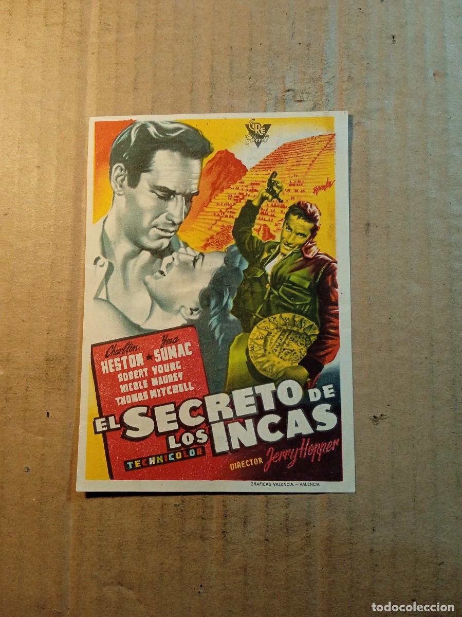 Cine: FOLLETO DE MANO CON PUBLICIDAD EL SECRETO DE LOS INCAS