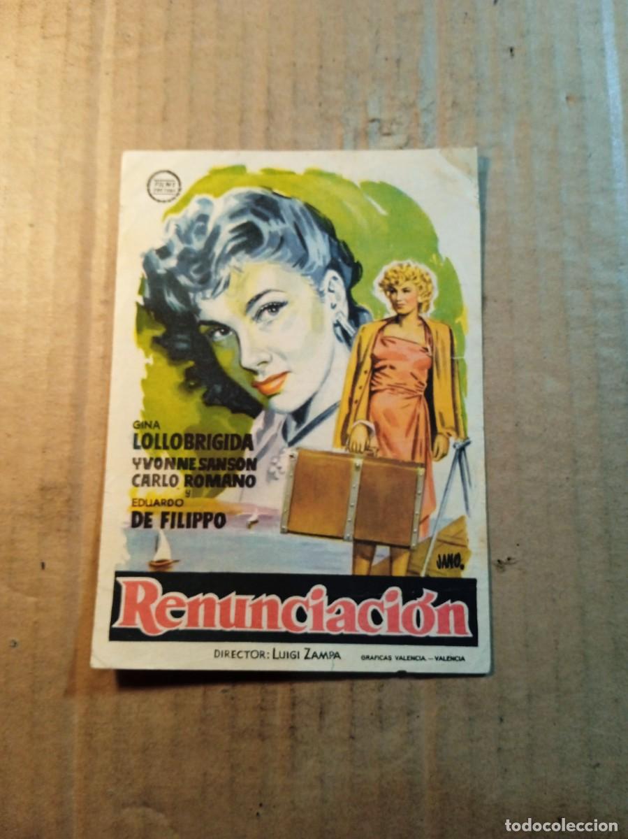 Cine: FOLLETO DE MANO CON PUBLICIDAD RENUNCIACION