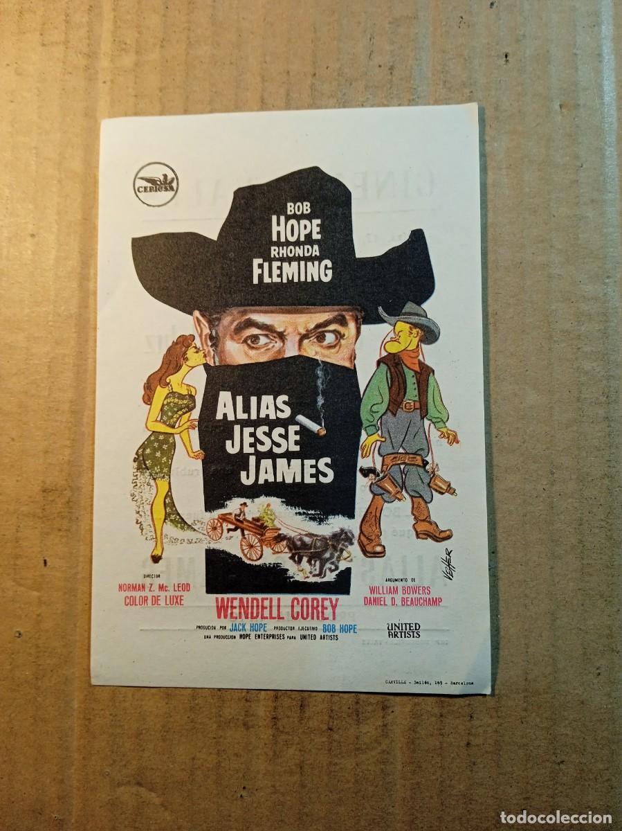 Cine: FOLLETO DE MANO CON PUBLICIDAD ALIAS JESSE JAMES